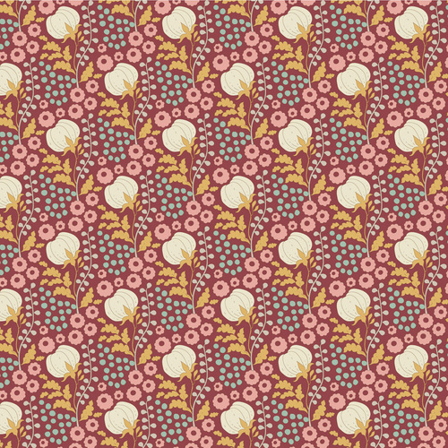 Tilda Sanctuary Cottonfield Maroon 100564 Patchwork Fabric 