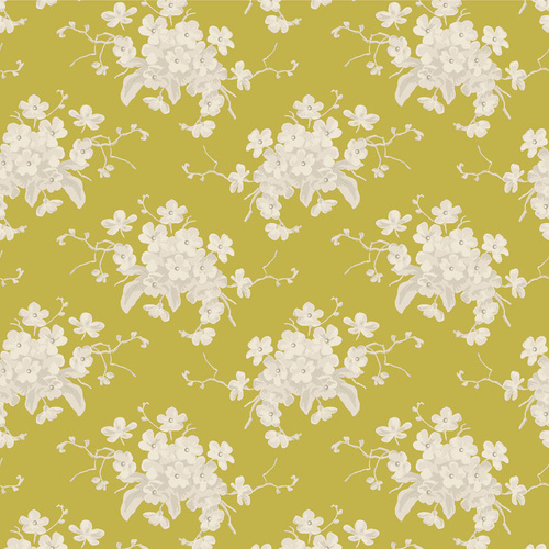 Tilda Sunday Brunch White Flower Sour Yellow 100590 Quilting Fabric