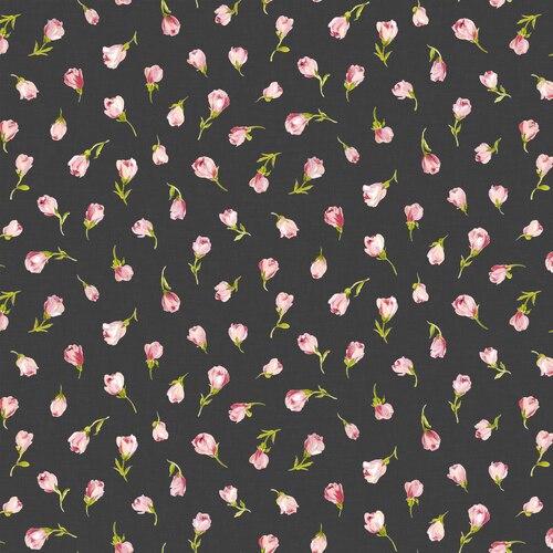 Vintage Perfumery Petite Roses Charcoal 3139/87CH Patchwork Fabric 