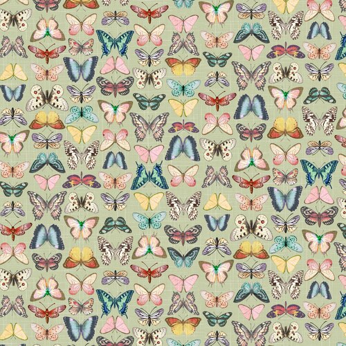 Vintage Perfumery Antique Butterflies Sage 3139/88S Patchwork Fabric 