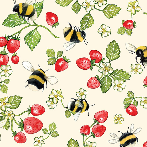 Meant to Bee 4008/97C Strawberries Cream Patchwork Fabric