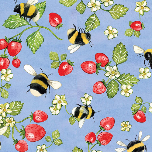 Meant to Bee 4008/97L Strawberries Lilac Patchwork Fabric