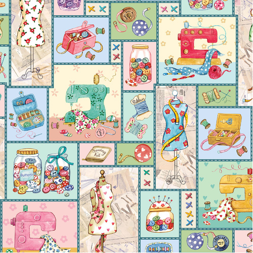 Sew Pretty 4052/57M - Patchwork Multi Patchwork Fabric