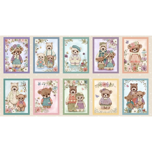 Bear Family Portrait Vignettes Tan 4068/091 Panel 24"