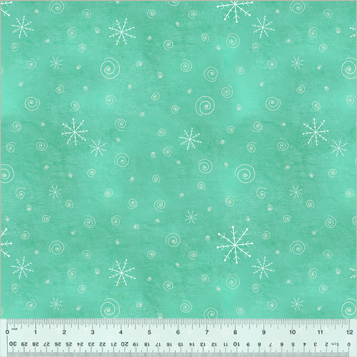 A Very Terri Christmas 54104-10 Snow Flurries Turquoise Fabric