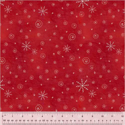 A Very Terri Christmas 54104-7 Snow Flurries Red Fabric