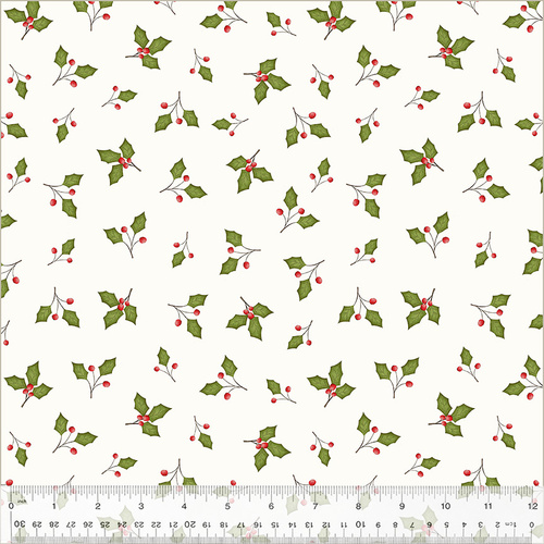 A Very Terri Christmas 54107-4 Holly Leaves Ivory Fabric