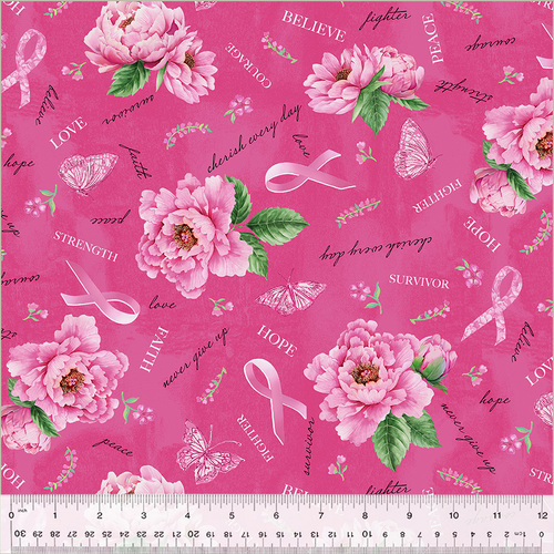 Strength & Love Cherish Every Day Deep Pink54185-3 Quilt Fabric