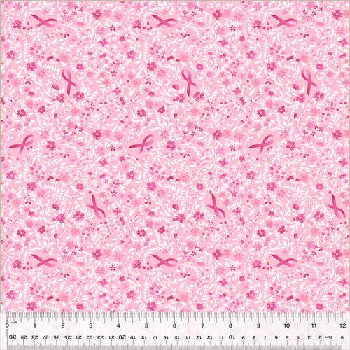 Strength & Love Ribbon Patch Lt Pink 54186-1 Quilt Fabric