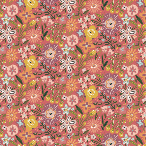 Cottage Charm Bursting Blosson Coral CH24749 Quilting Fabric