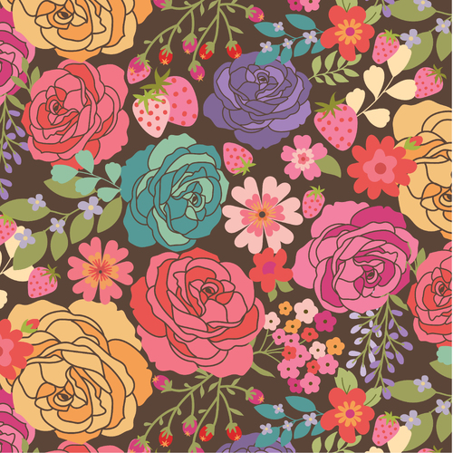 Calico Cowgirls Texas Rose Brown CW24802 Quilting Fabric