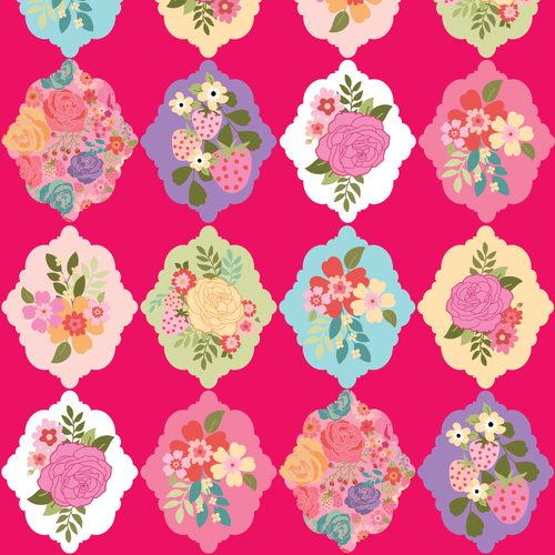 Calico Cowgirls Wallpaper Rose Dk Pink CW24805 Quilting Fabric