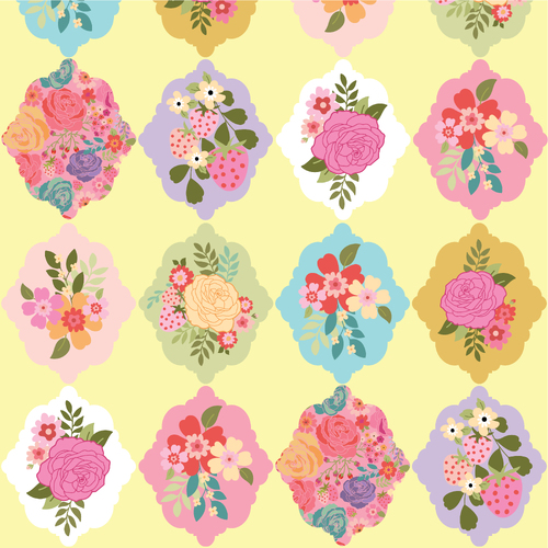 Calico Cowgirls Wallpaper Rose Yellow CW24806 Quilting Fabric