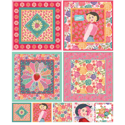 Calico Cowgirls Bandana Panel Multi/Digi CW24832 Quilting Fabric