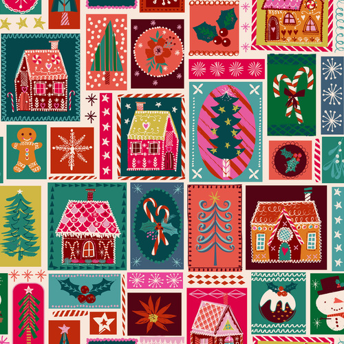 Candy Cane D2501 Cozy Winter Motifs Quilting Fabric 
