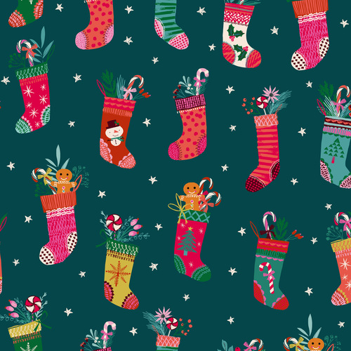 Candy Cane D2505 Whimsical Stockings Quilting Fabric 