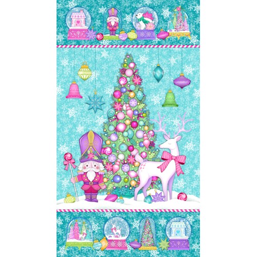 Merry and Bright Christmas Tree Turquoise DP26965-64 Panel