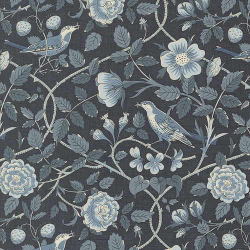 Sacre Bleu Indigo 13972 17 Oiseaux Florals Birds Quilting Fabric