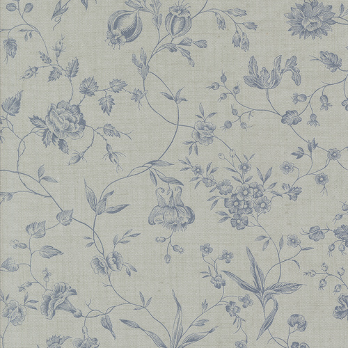 Sacre Bleu Ciel Blue 13973 16 Pivoine Florals Vines Quilting Fabric