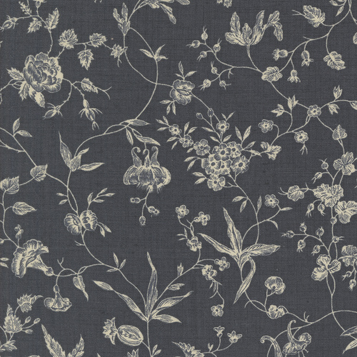 Sacre Bleu Indigo 13973 18 Pivoine Florals Vines Quilting Fabric