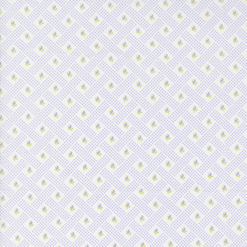 Georgia Off White Lavender 18775 11 Basketweave Posy Checks & Plaids Flower Patchwork Fabric