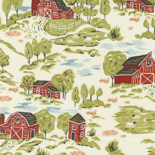 Farmstead Porcelain M2090111 Vintage Farm Scene Landscape & Nature Farm Quilting Fabric