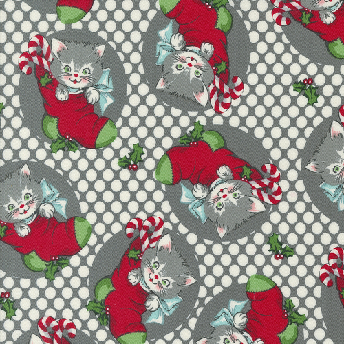 Kitty Christmas Coal 31200 19 Novelty Kitty Dots Stockings Patchwork Fabric