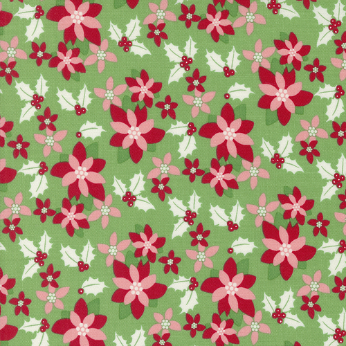 Kitty Christmas Holly 31201 15 Poinsettia Florals Patchwork Fabric