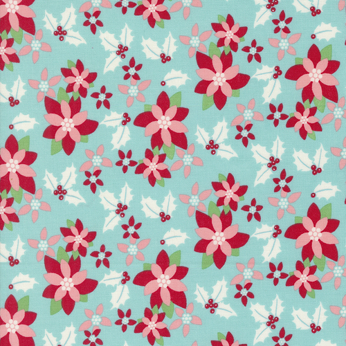 Kitty Christmas Icicle 31201 16 Poinsettia Florals Patchwork Fabric