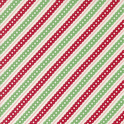 Kitty Christmas Snow 31205 11 Stripe Patchwork Fabric