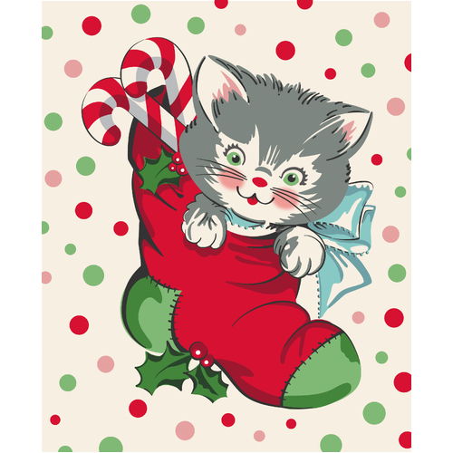 Kitty Christmas Panel Snow 31207 11 36" x 44"