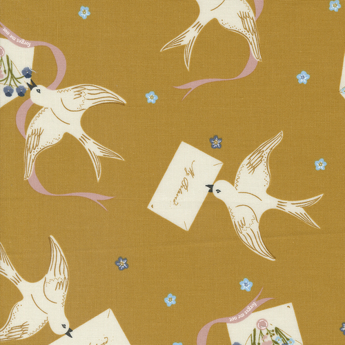 Enchantment Caramel 43171 15 Winged Messenger Novelty Birds Letters Flowers Patchwork Fabric