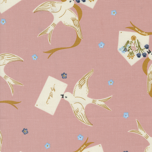 Enchantment Blush 43171 16 Winged Messenger Novelty Birds Letters Flowers Patchwork Fabric