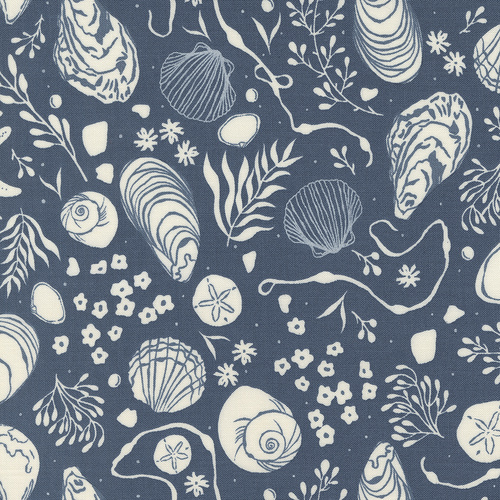 Seaglass Summer Indigo Sea M4318313 Tide Pool Novelty Shells Quilting Fabric