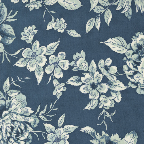 Sandalwood Indigo M4438114 Camellia Florals Quilting Fabric