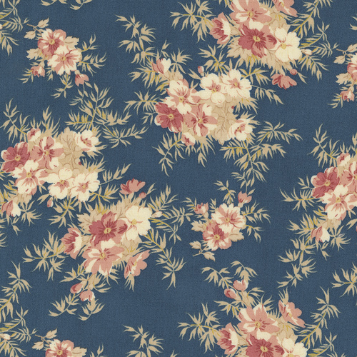 Sandalwood Indigo M4438414 Cassandra Florals Quilting Fabric