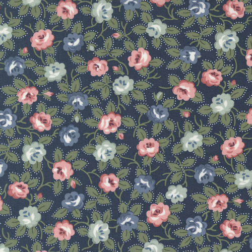 Sunnyside Blooming Navy 55281 12 Small Floral 90CM END OF BOLT 