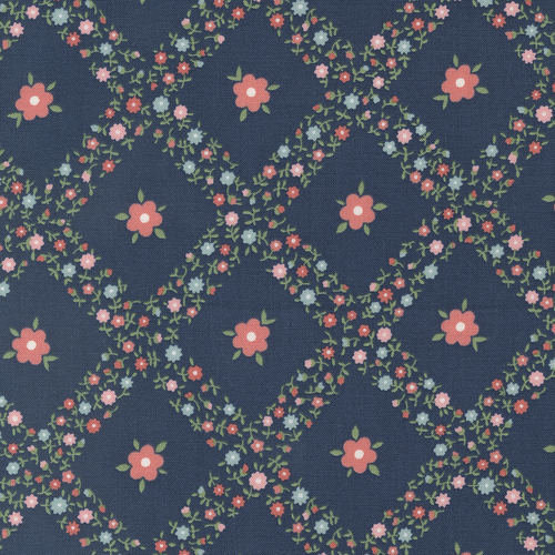 Rosemary Cottage Navy 55311 14ÊTrellis Florals Trellis Quilting Fabric