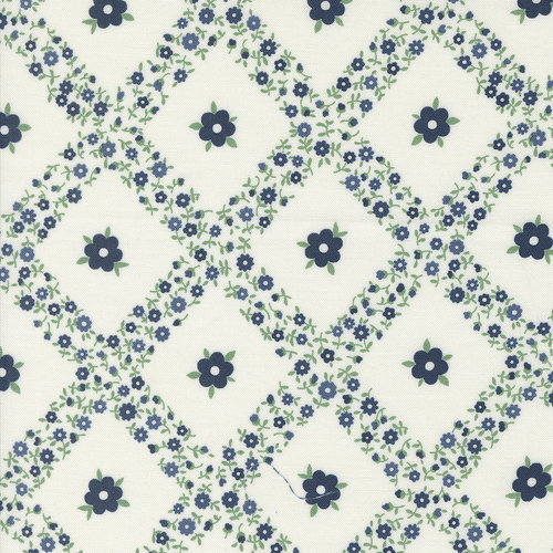 Rosemary Cottage Cream Navy 55311 24 Trellis Florals Trellis Quilting Fabric