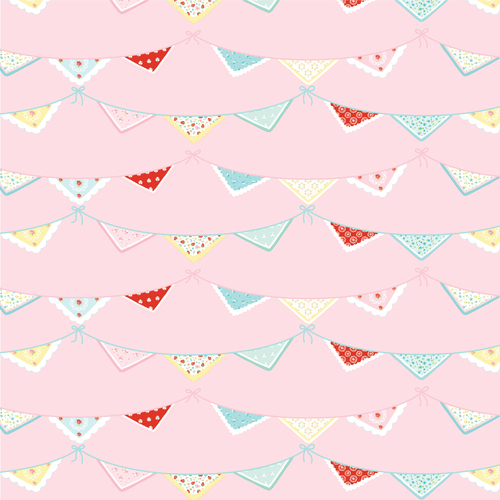 Market Day Bunting Print Pink MK24454 Quilting Fabric