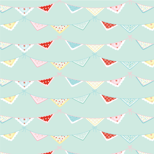 Market Day Bunting Print Mint MK24455 Quilting Fabric