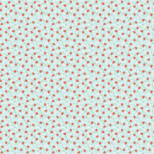 Market Day Mini Strawberries Teal MK24458 Quilting Fabric