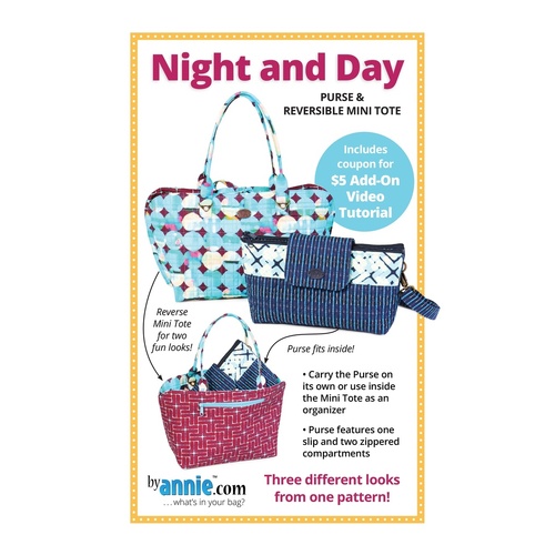 By Annie Patterns Night and Day Purse & Reversible Mini Tote