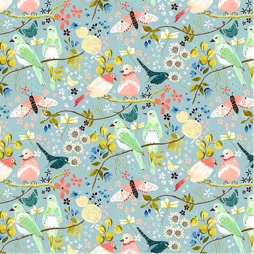 Serenity Blooms Morning Song Blue SR24500 Quilting Fabric 