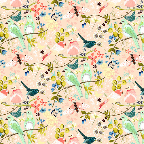 Serenity Blooms Morning Song Peach SR24501 Quilting Fabric 