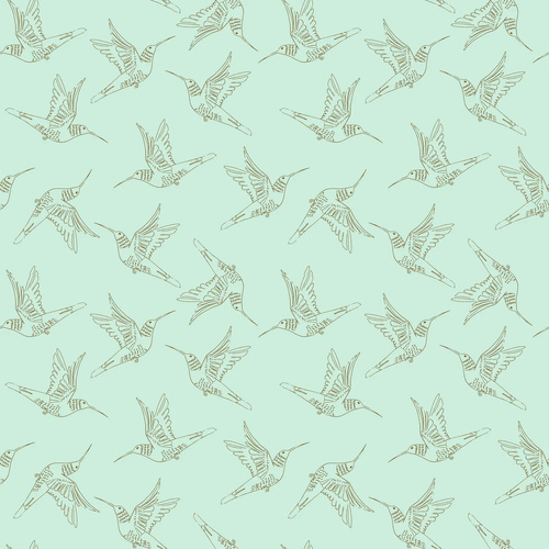 Serenity Blooms Humingbird Dance Mint SR24503 Quilting Fabric 