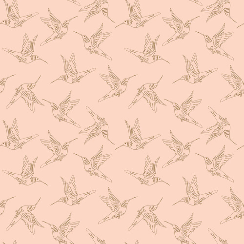 Serenity Blooms Humingbird Dance Peach SR24505 Quilting Fabric 