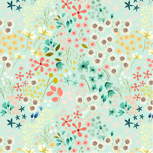 Serenity Blooms Meadow Dream Mint SR24511 Quilting Fabric 