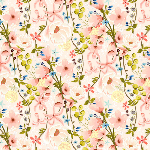 Serenity Blooms Woven Memories Peach SR24516 Quilting Fabric 