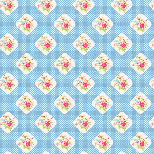 Posie Roses on Dots TW08-Blue Patchwork Fabric 100CM END OF BOLT 